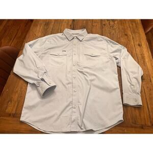 Poncho Long Sleeve Western Pearl Snap Shirt Fishing Blue Men's Large Regular Fit